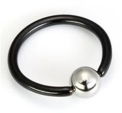 Surgical Steel Black PVD Captive Bead Ring With Steel Ball