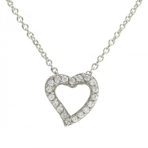 Stainless Steel CZ Heart Necklace