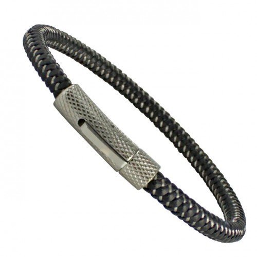 Black Cable Wire Bracelet with Stainless Steel Clasp