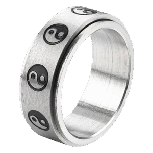 Stainless Steel Yin Yang Spinner Ring